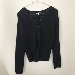 Black sweater with tie